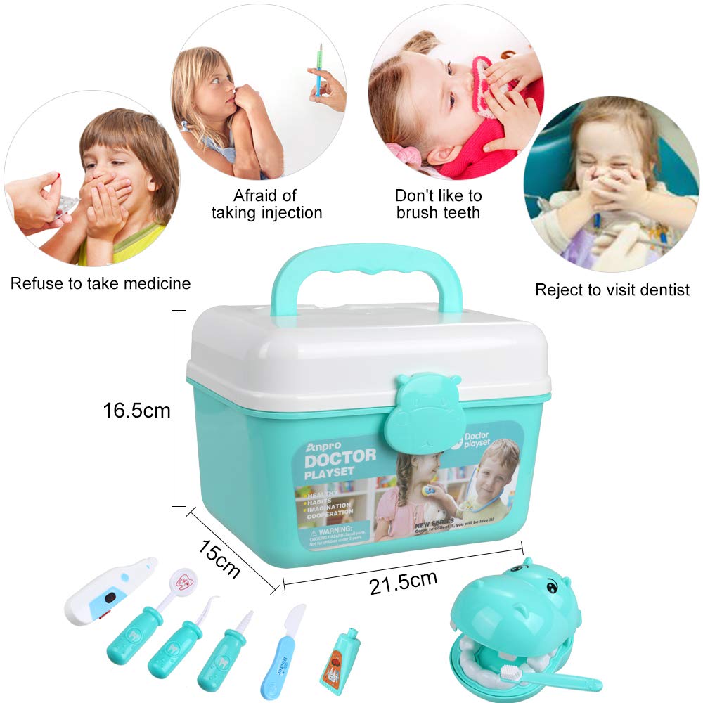 Anpro stethoscope toy for kids doctor role-play promotes tactile learning.