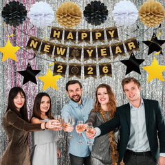 Ansoufien New Year pennant garlands create chic backdrop for celebrations.