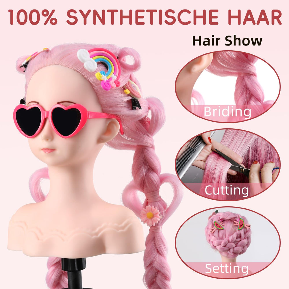 Anstar doll head close-up shows soft synthetic hair for versatile styles