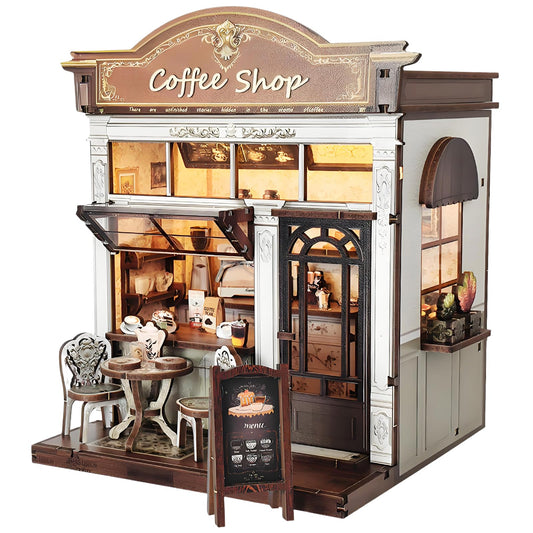 ANTREATU DIY miniature coffee shop front with warm retro charm