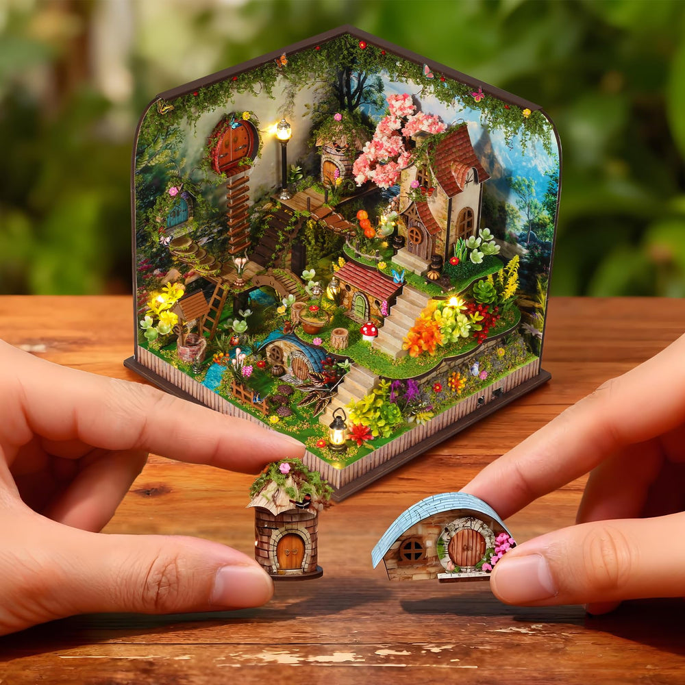 ANTREATU dollhouse kit with LED light creating warm glow