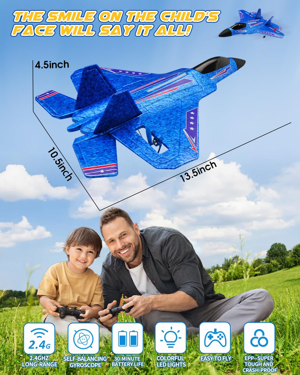 ANTSIR F22 RC plane LED light improving nighttime visibility during practice