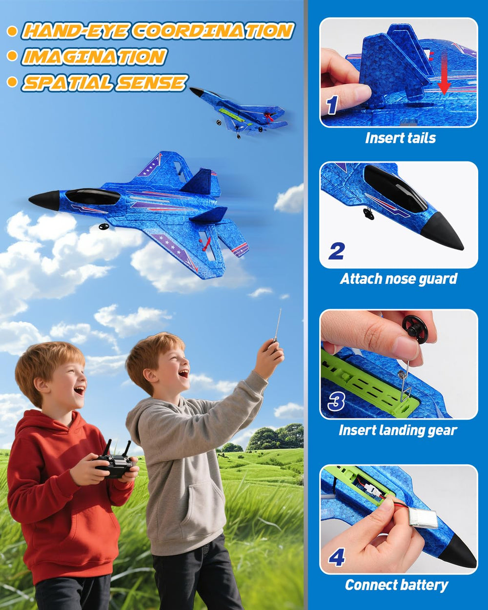 ANTSIR F22 RC plane side view highlighting beginner-friendly handling