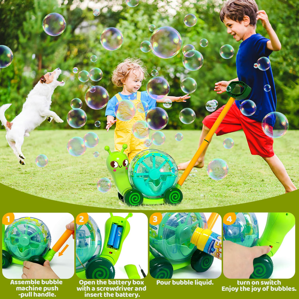 ANTSYLVE snail bubble mower in push action for active play