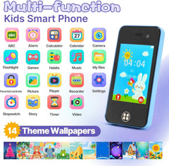 ANTUMKDS Kids Smart Phone blue side view highlighting durable silicone shell.