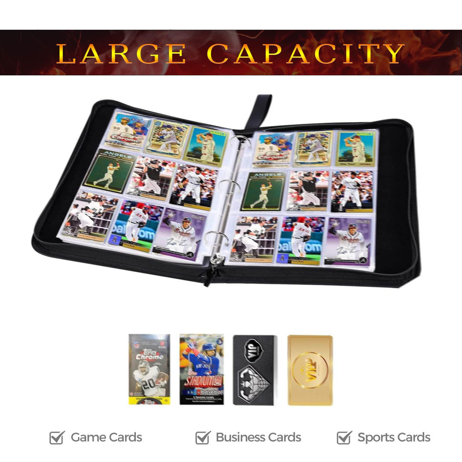 Anvoago binder in waterproof PU leather protects cards on the go.