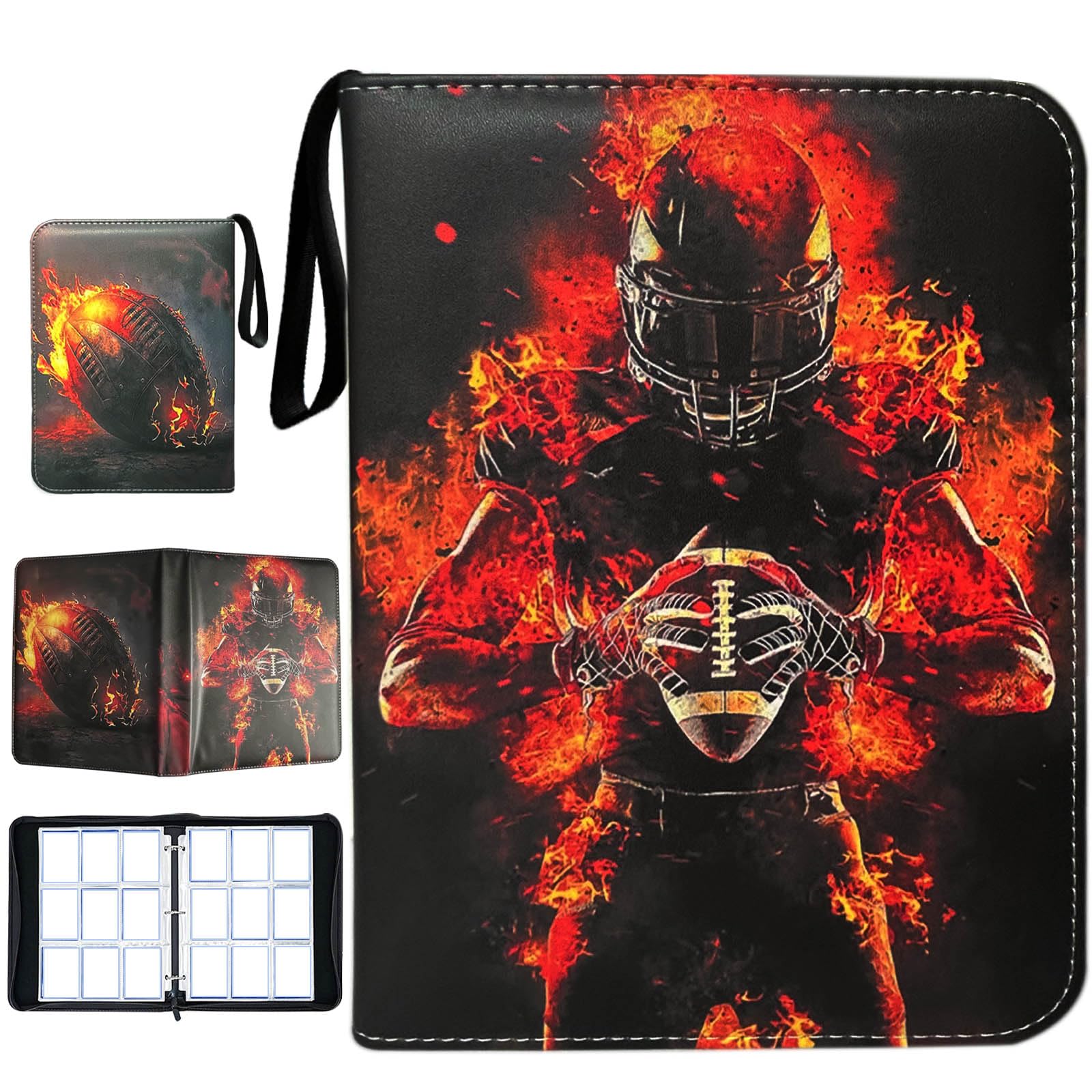 Anvoago football card binder front cover in PU leather with premium protection.