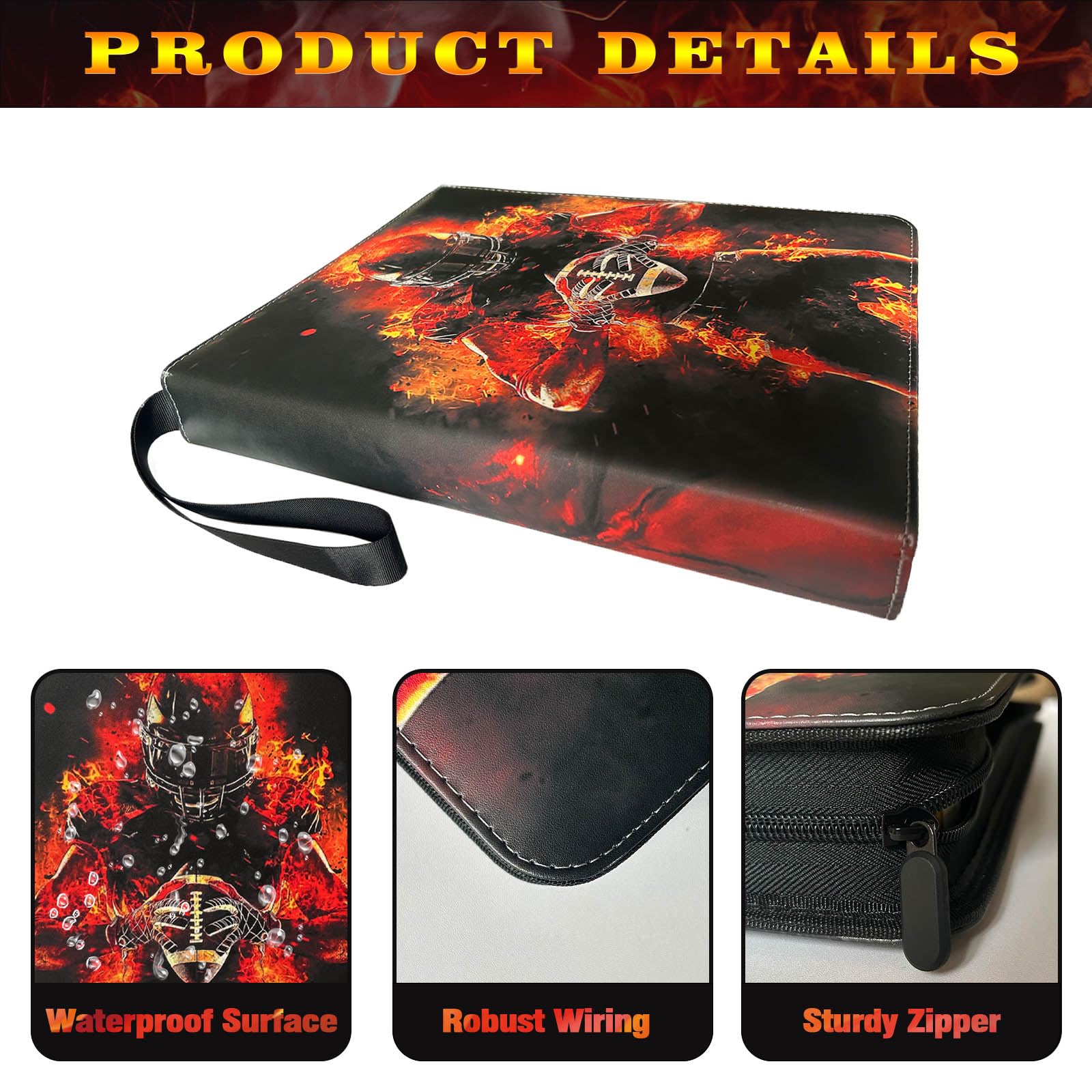 Anvoago football card binder inside sleeves protecting cards during transport