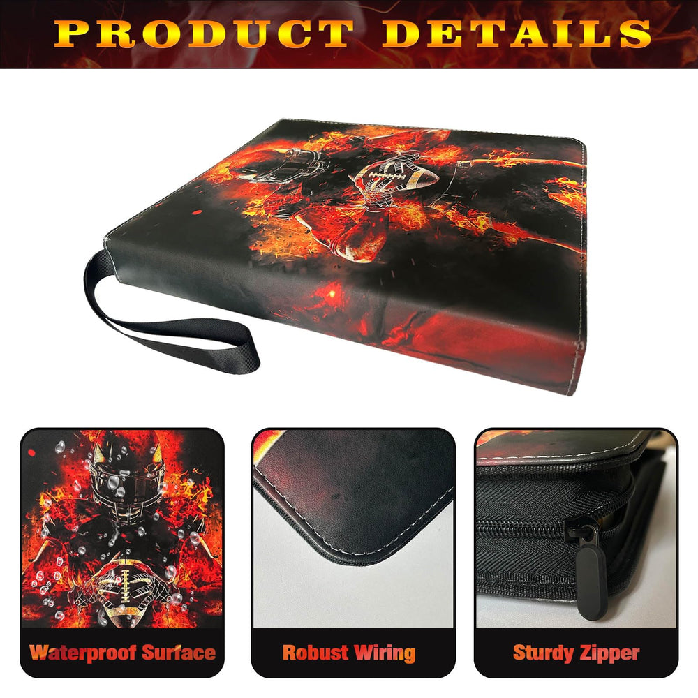 Anvoago football card binder inside sleeves protecting cards during transport