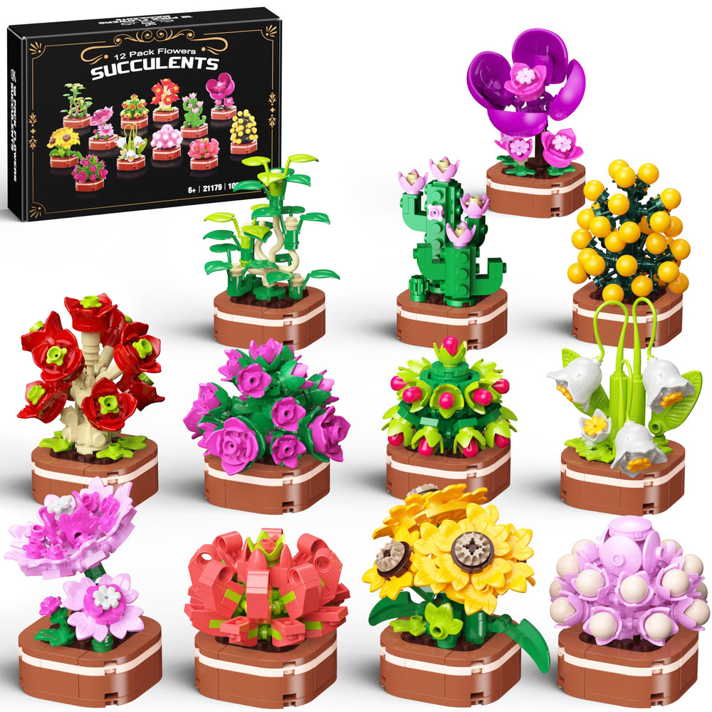 Anvure Flowers Bouquet Building Set with 1001 pieces for colorful desk decorations.