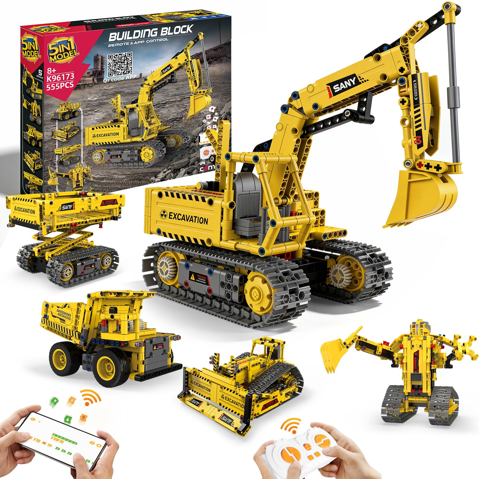 AnySun 5-in-1 STEM Robotics Kit excavator model for hands-on engineering exploration