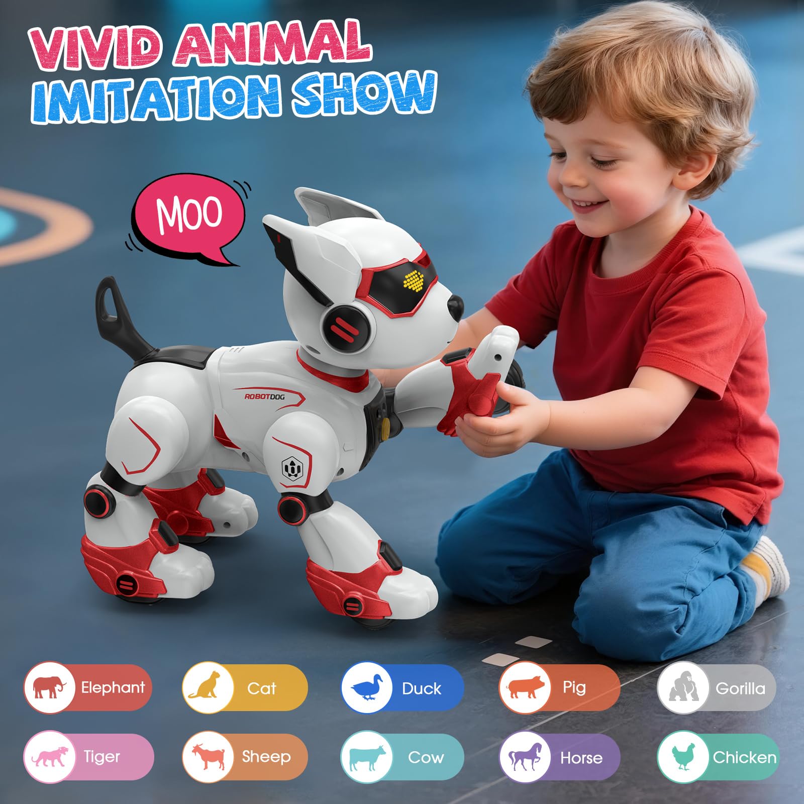 AnySun Robot Dog imitates animal sounds for lively, educational play.