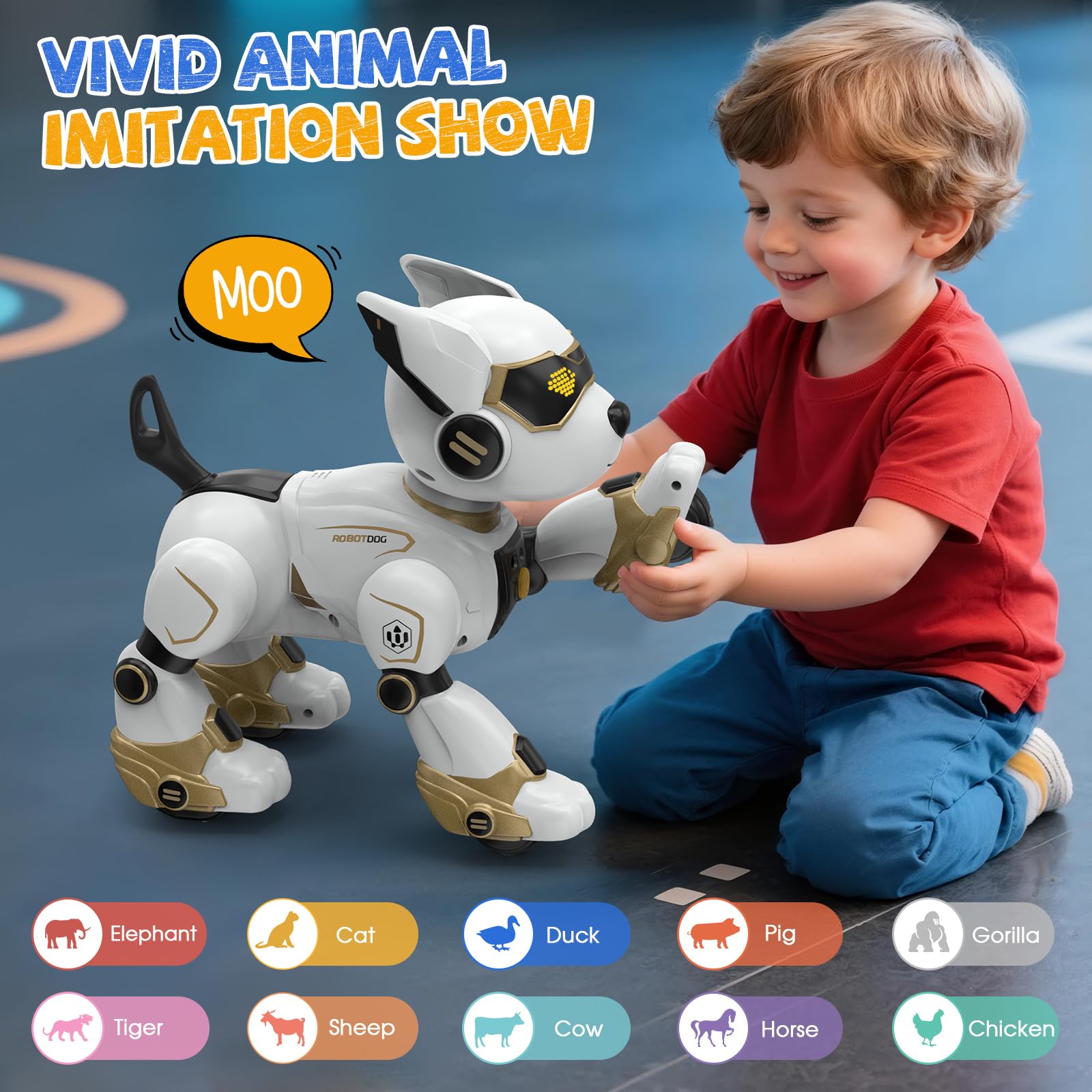 AnySun robot dog recognizing hand gestures for intuitive control.
