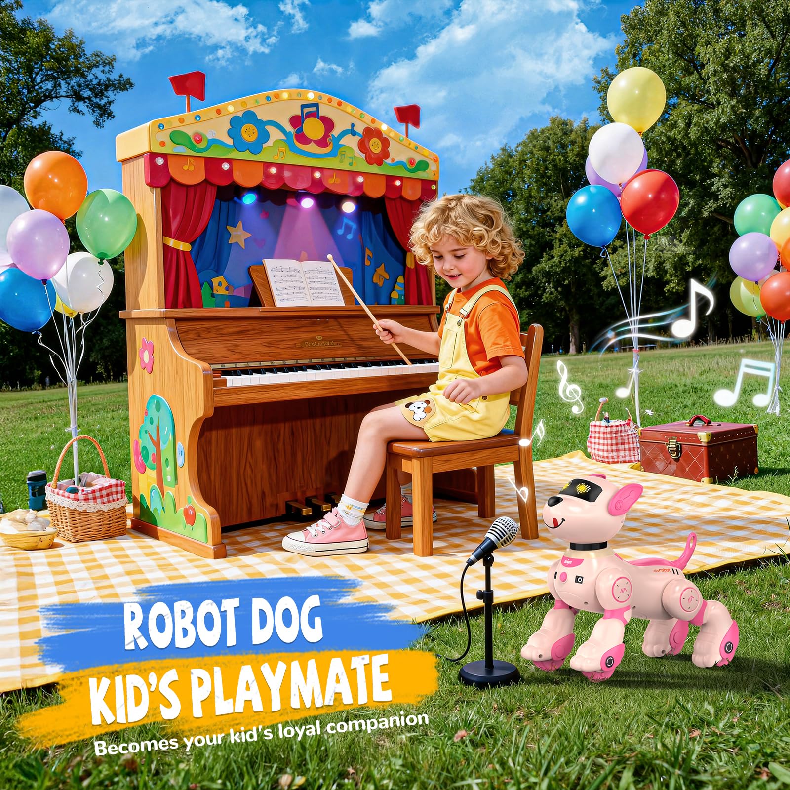 anysun robot dog pink programmable routines spark creativity and basic coding curiosity.