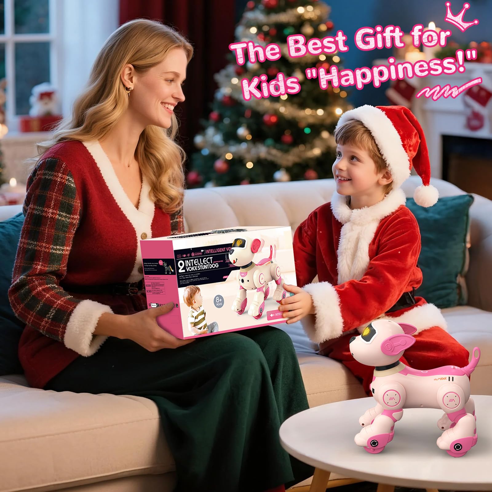 anysun pink robot dog with removable battery for easy charging