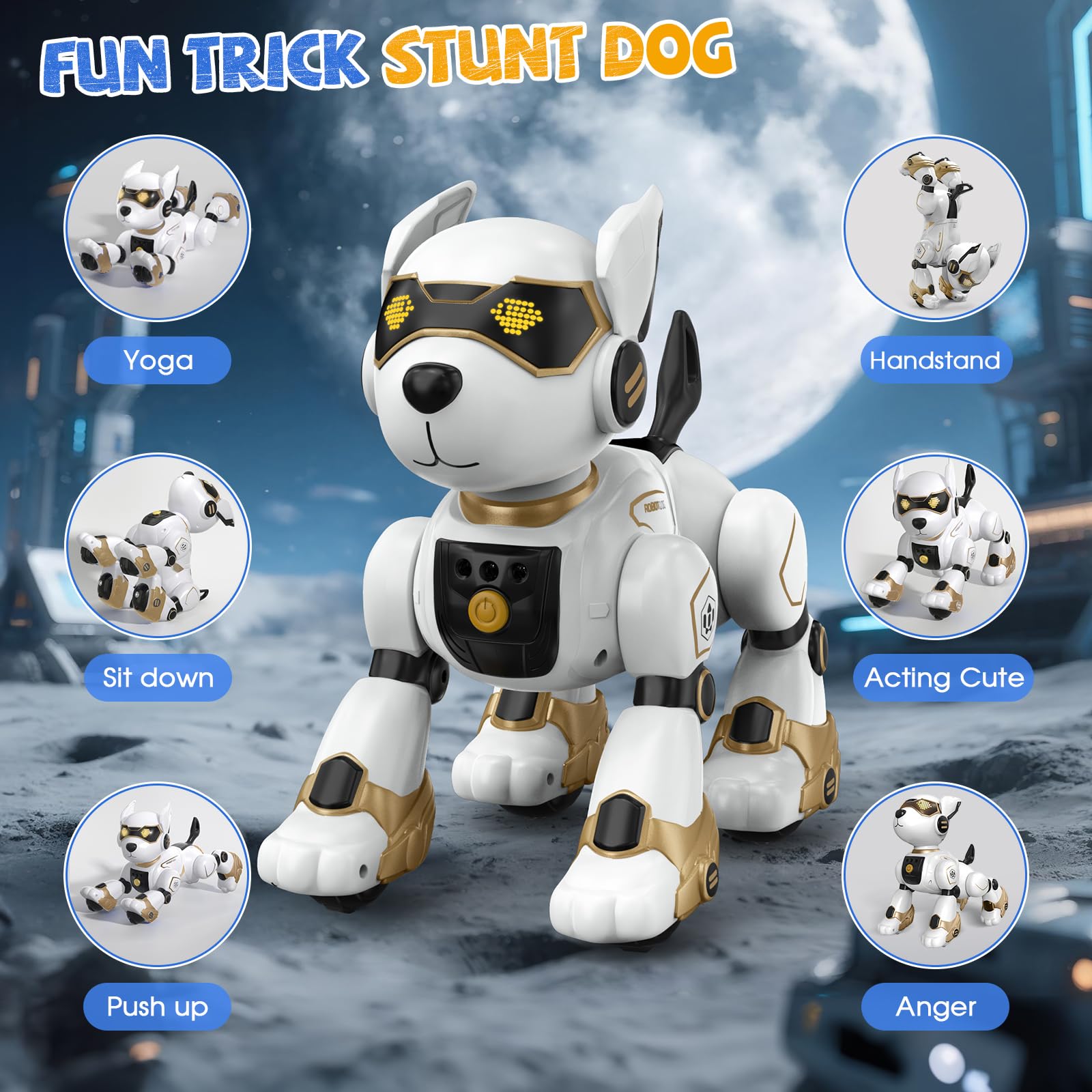 AnySun robot dog programmable with 50 actions for STEM-style play.