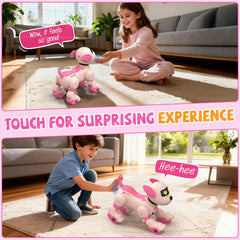Anysun robot dog uses touch sensors to respond playfully.