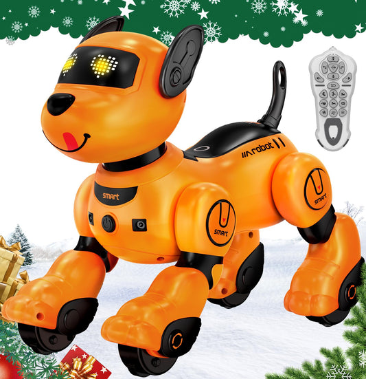 anysun robot dog toy orange glow lights up playful learning for kids