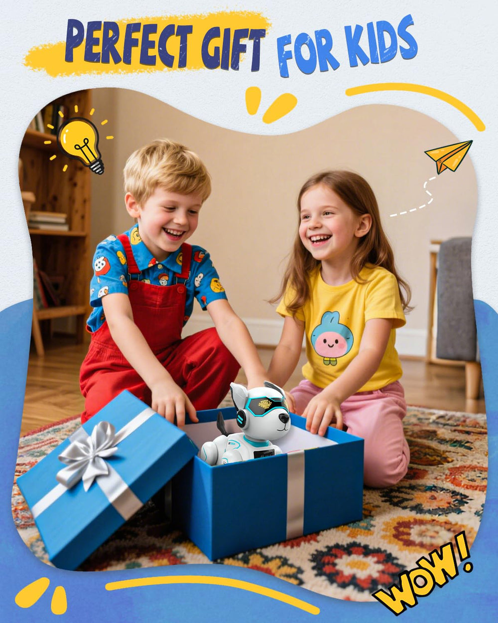 AnySun Robot Dog toy with rechargeable battery and USB charging.