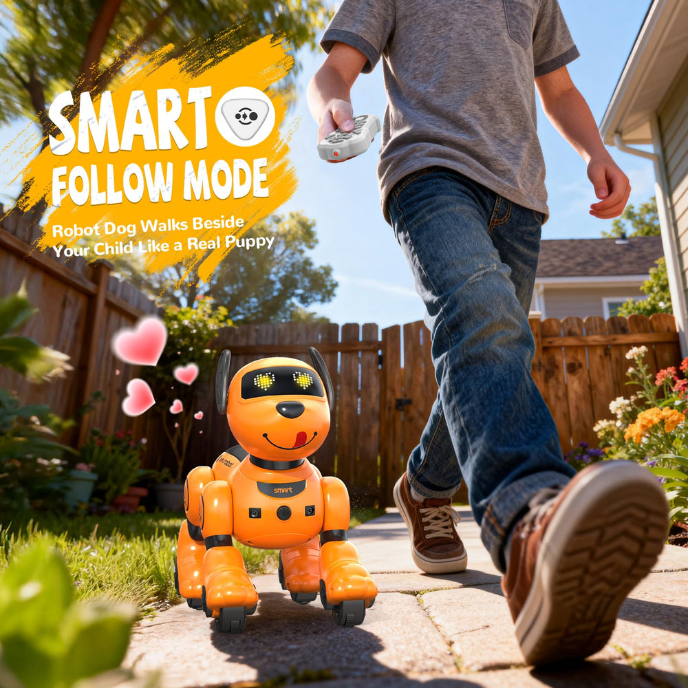anysun robot dog toy with touch sensors reacting to gentle taps