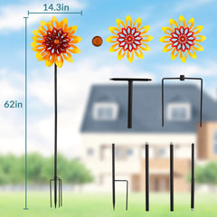AnyTalk Sunflower Wind Spinner 360 swivel in action adds dynamic movement to yards.