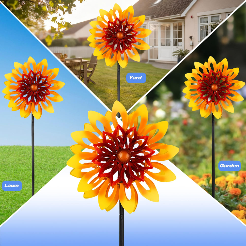 AnyTalk Sunflower Wind Spinner double-blade design enhances motion from different angles.