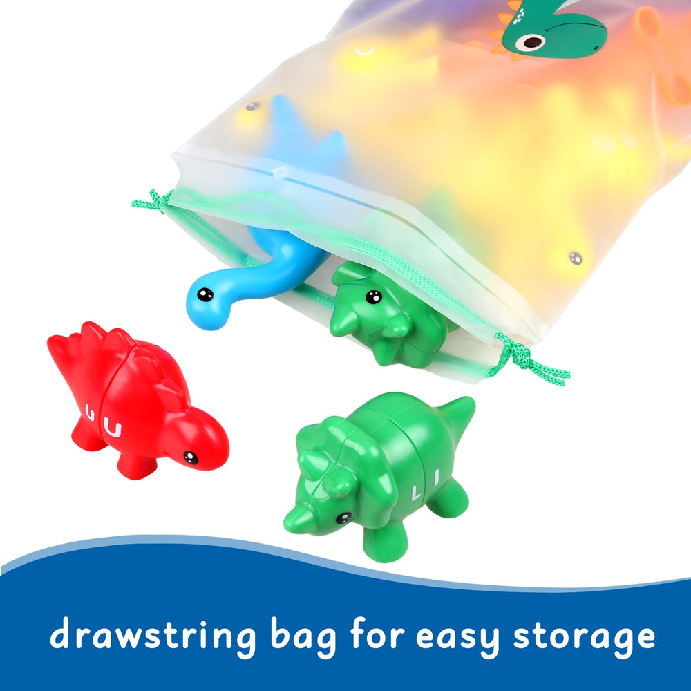Anzimo Dinosaur travel bag keeps toys organized for car rides and flights.