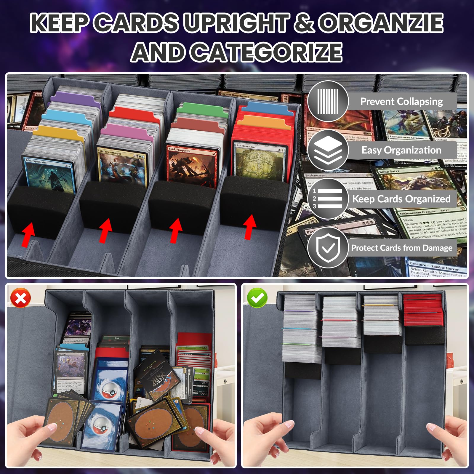 AOBOPLE card storage dimensions 317x290x108 mm suitable for large collections