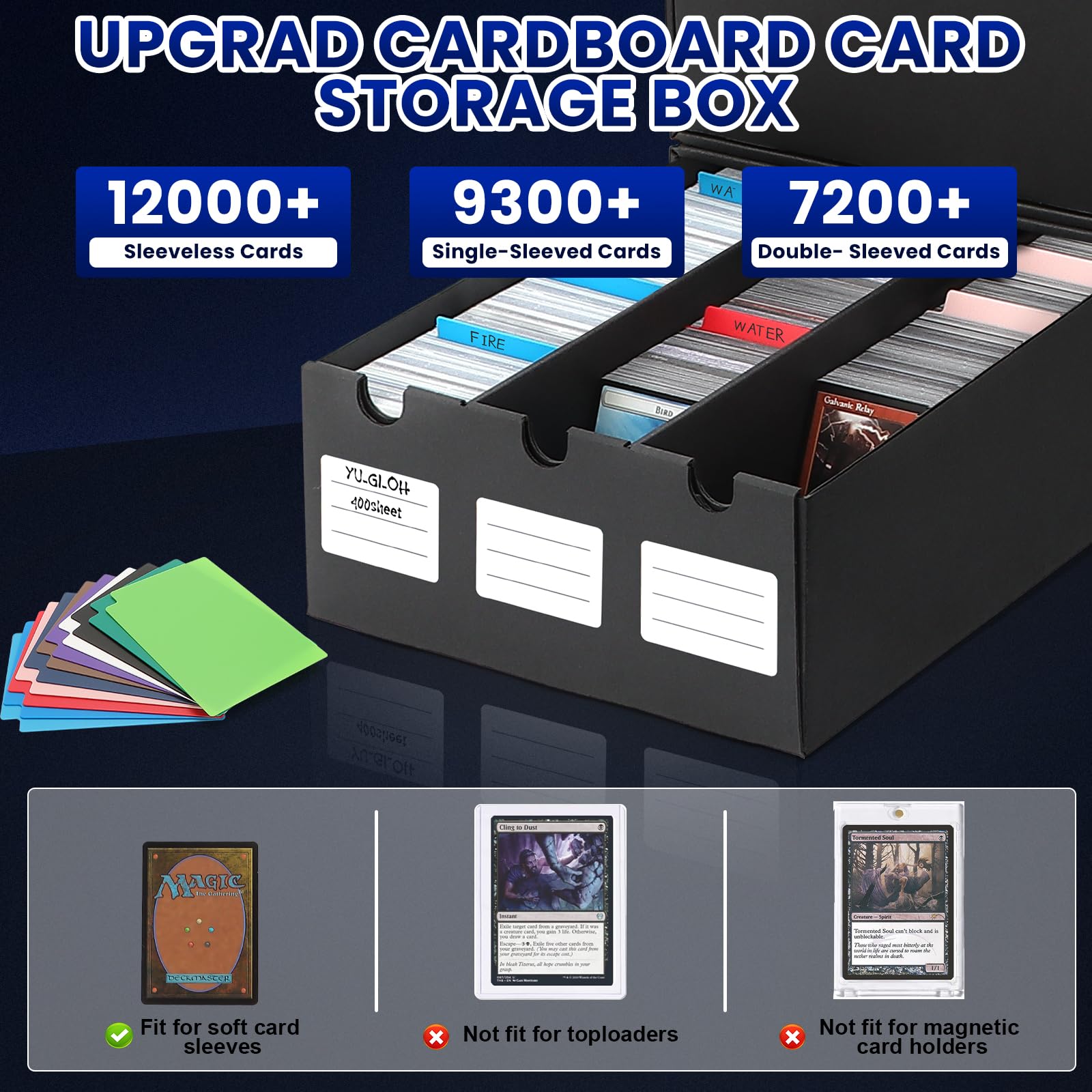 AOBOPLE trading card box labels featuring two label sheets for quick cataloging.