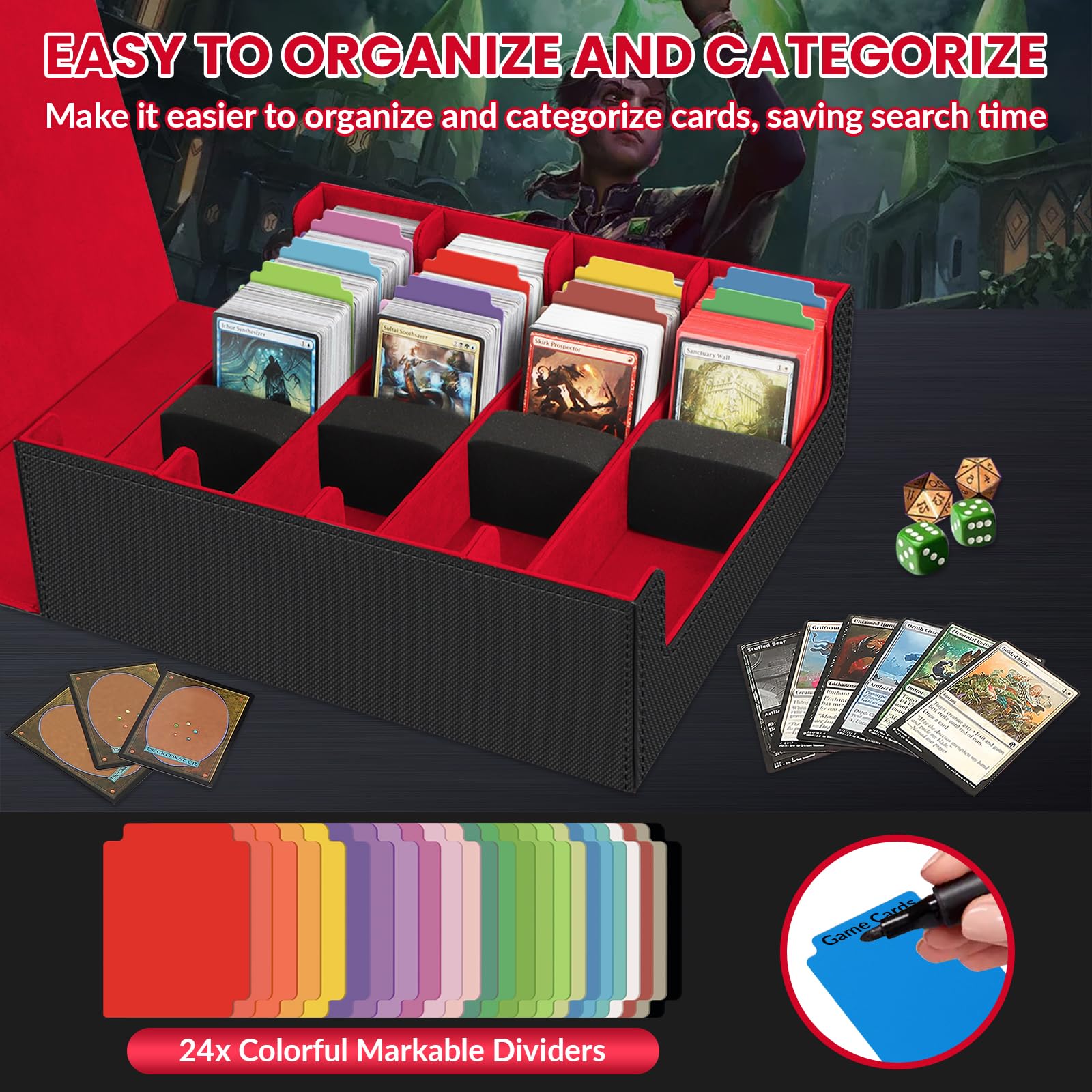 AOBOPLE trading card storage box capacity-3200+ sleeveless cards boosts large collections.