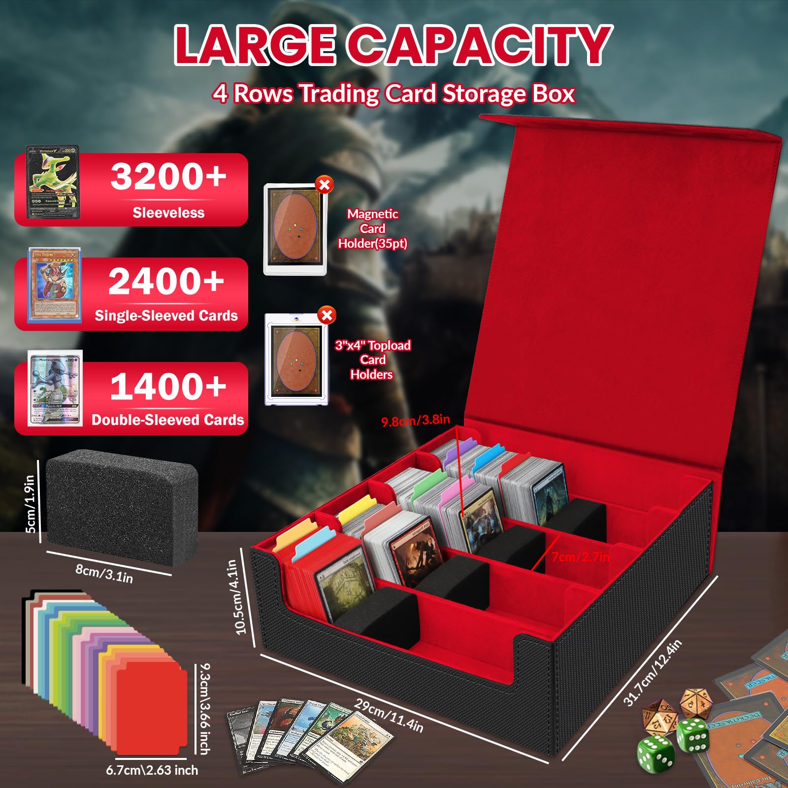 AOBOPLE trading card storage box magnetic-closure demonstrating secure transport.