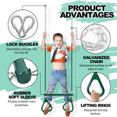AOBOTE three-color trapeze bar fits swingsets, trees, or indoor ceilings.