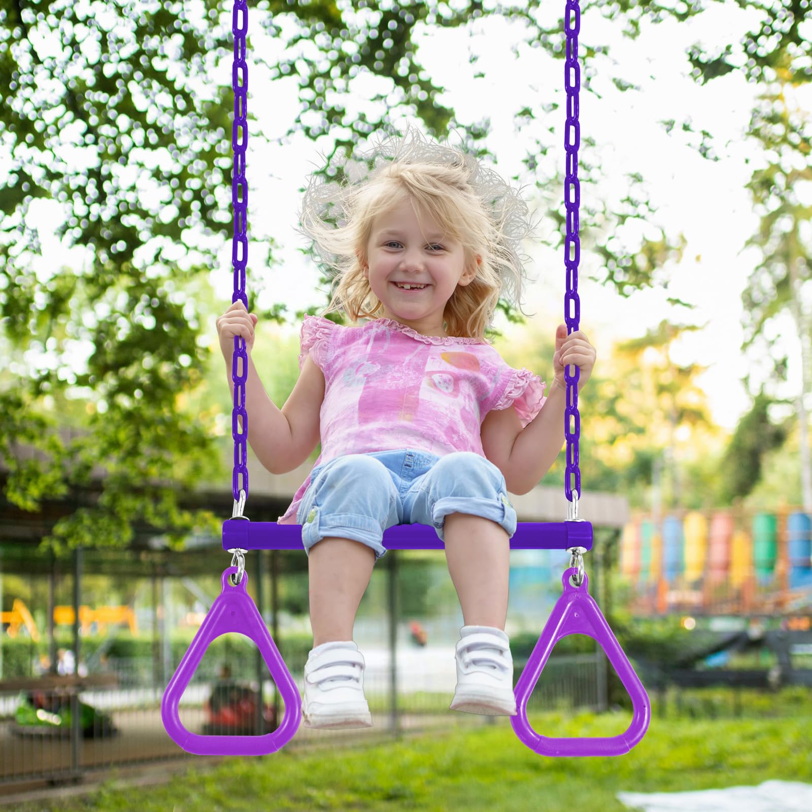 AOBOTE trapeze bar compatible with indoor ceilings and outdoor swingsets
