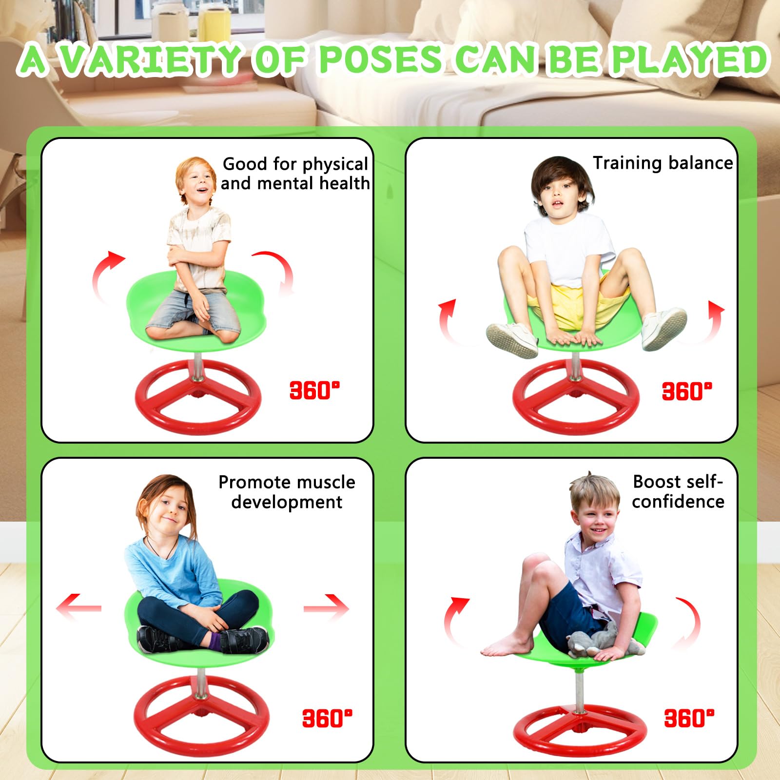 AOBOTE PP-material wobble chair side view emphasizes durability and easy cleaning.