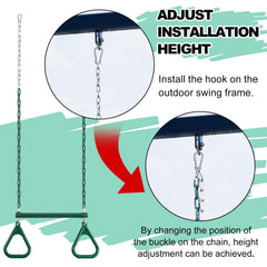 AOBOTE trapeze bar with safety-coated chains protects clothing and skin.