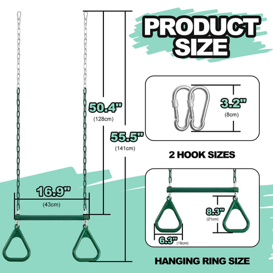 AOBOTE trapeze bar with 47-inch chains enables easy hanging.