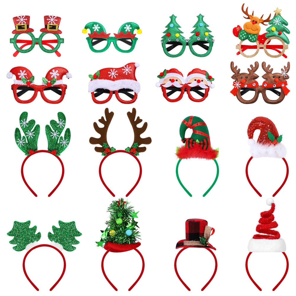 Aodaer Christmas headband with red-white spiral tree for festive photo booth moments