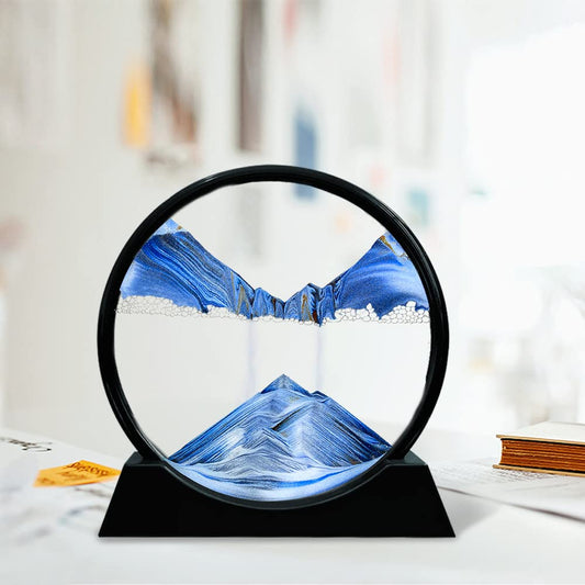 Aoderun deep-sea sandscape blue 3D glass art with flowing sand