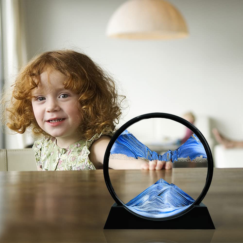 Aoderun glass-frame sand painting blue highlights calming patterns