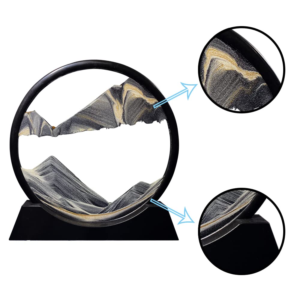 Aoderun moving sand art round glass shows 3D quicksand patterns for focus