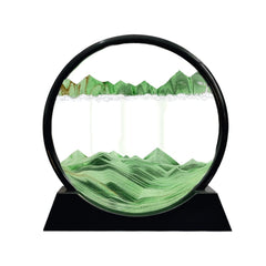 Aoderun moving sand art round glass with green sand offers calming desk decoration.
