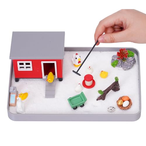 Aodomis chicken figurines desk scene adds playful focus for work