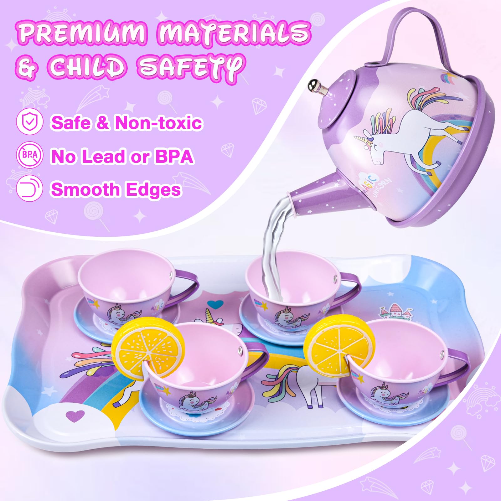 Aojieni tea party set carrying case keeps pieces organized for travel.