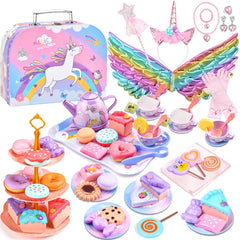 Aojieni tea party set teapot and tray fuels imaginative play and social interaction.