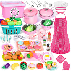 Aojieni 121Pcs play kitchen set with cookware for imaginative cooking.