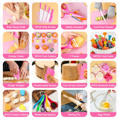 Aojieni Kids Knife Set cutting board included for real cooking practice.