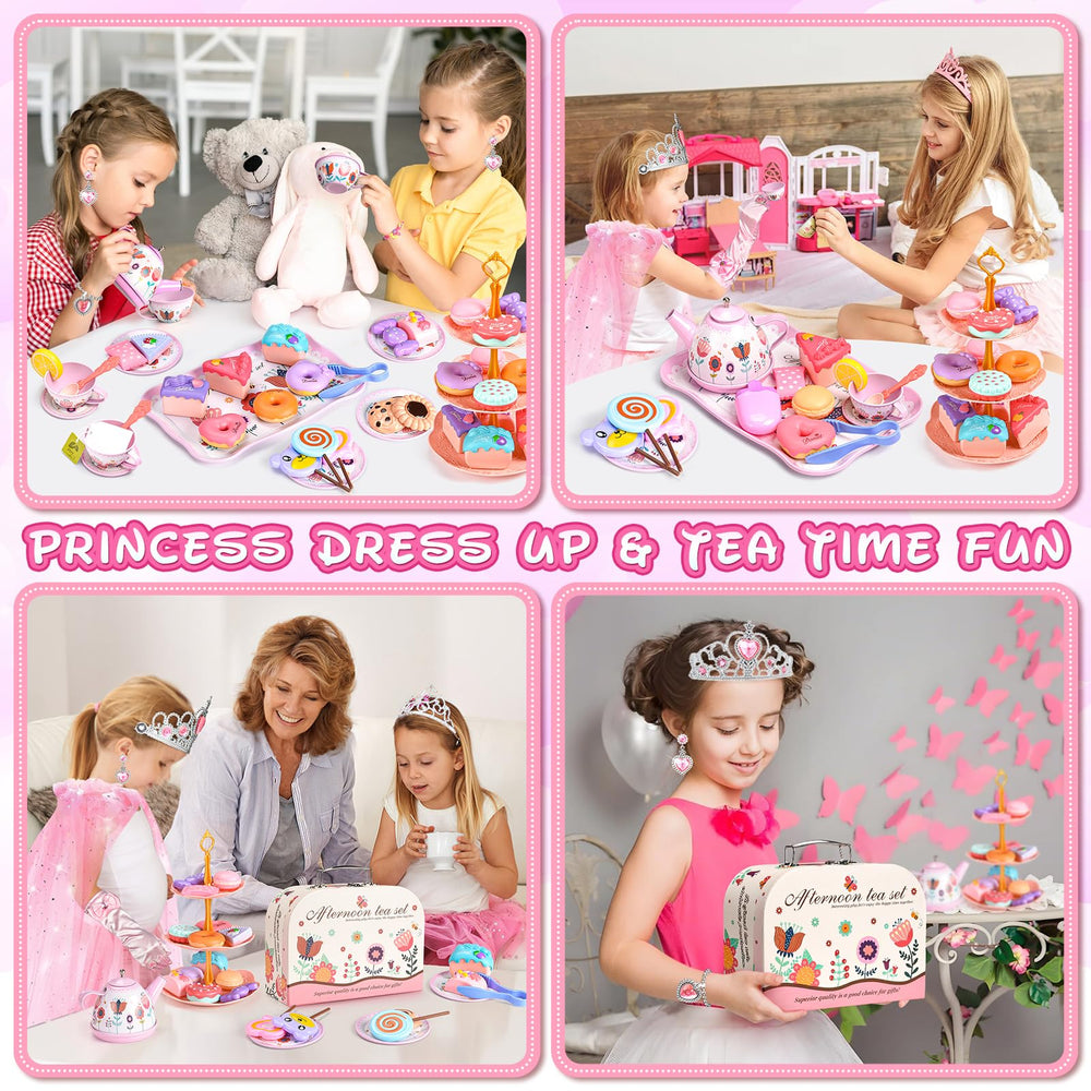 Aojieni 3-tier dessert stand with colorful play desserts for pretend tea