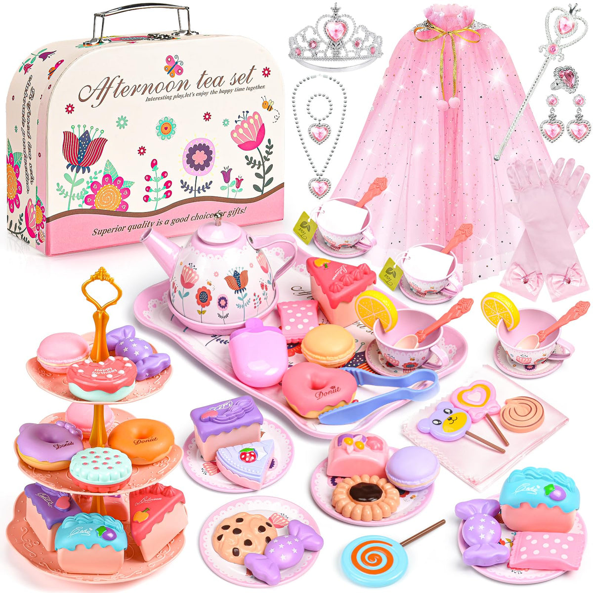 Aojieni tea party teapot and tray for imaginative play sessions
