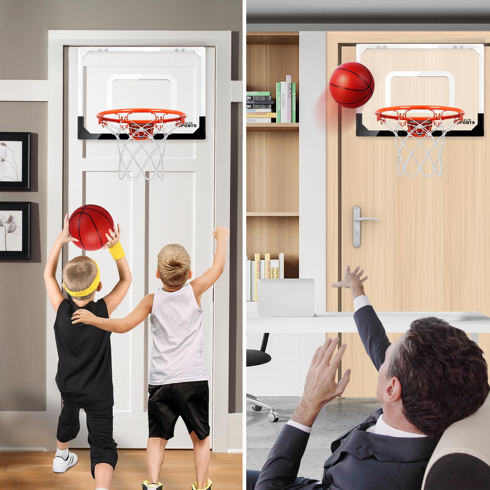 AOKESI mini hoop rim with spring action for easy dunks and rebounds.