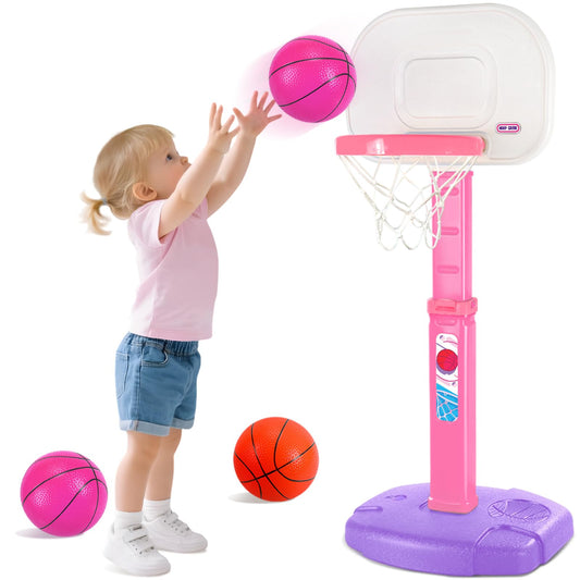 AOKESI toddler pink hoop assembly for quick setup and play.
